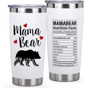 NIB-Christmas Mama Bear Gifts - 20 Oz Stainless Steel Hot & Cold Travel Tumbler